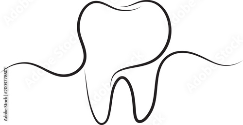 tooth outline dental care line art oral hygiene icon vector illustration