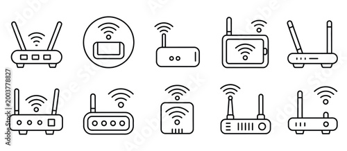 Router icon,  modem vector illustration, wireless network connection symbol, internet signal sign, modern connectivity concept showing online