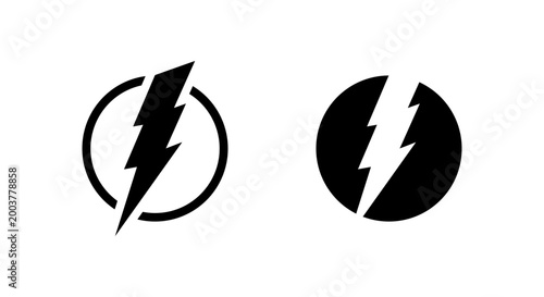 Electric lightning circle icon. Energy power symbol. Electrical flow and voltage supply sign