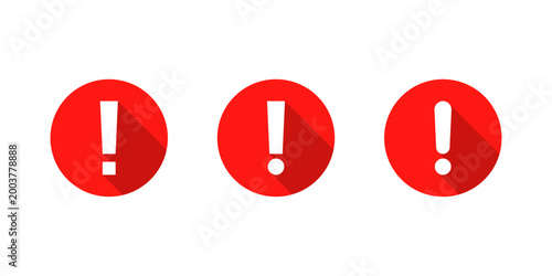 Warning exclamation icon with long shadow. Alert notification symbol. Caution and urgent attention sign