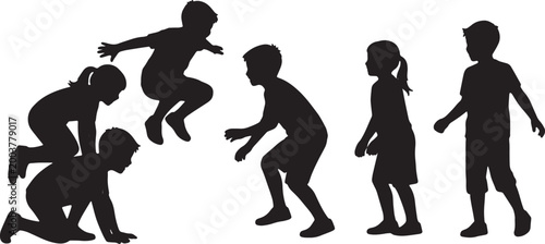 Cuadro en lienzo Kids Playing Leapfrog Game