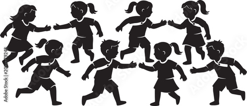 Εκτύπωση καμβά Children Playing Tag and Chase Game