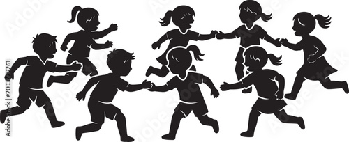 Fotografia Children Playing Tag and Chase Game