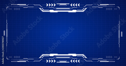 Futuristic Sci-Fi HUD Interface Frame Background with Cyber Technology Elements and Copy Space