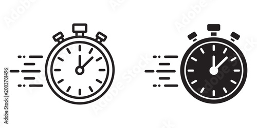 Time fast icon set illustrating rapid time progression fast motion speed indicators urgency deadlines quick scheduling accelerated workflow business productivity efficiency concept design.