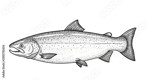 Salmon Fish Drawing Illustration