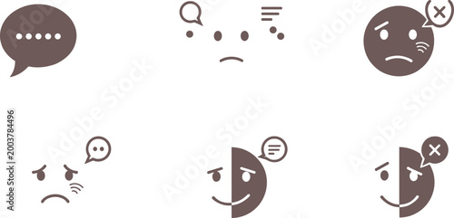 Schilderij op canvas Customer feedback and sentiment icons vector set with emotions chat bubbles rati