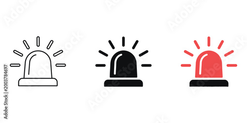 Obraz na płótnie Siren vector icon, police or ambulance red flasher siren icon, emergency warning
