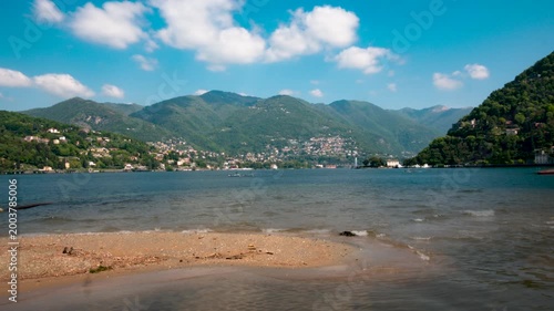 Como, Italy,2026,april,2nd, time lapse of Como beach