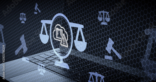 Fotografia Digital legal warning concept featuring a cloud data security threat icon on a l