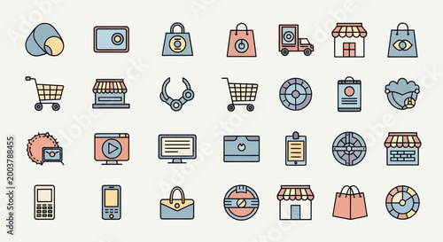 Shopping icons e commerce business and sales