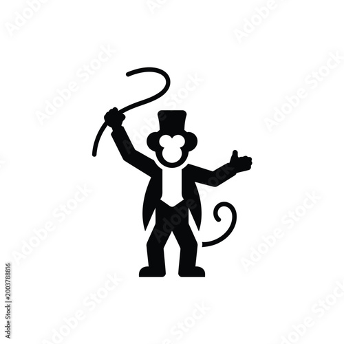 Ringmaster silhouette icon black vector illustration on white background