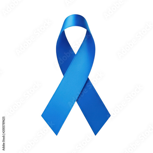 Blue awareness ribbon symbol isolated on transparent background