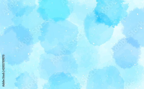 水彩風の水色ひんやり背景_横