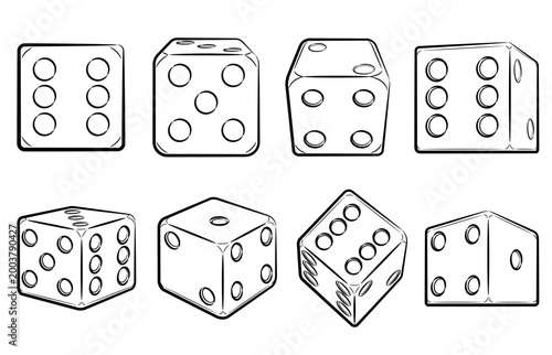 Doodle Casino Dice Pips Dot Sketch