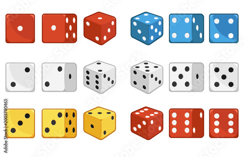 Cartoon Casino Dice Pips Dot Color