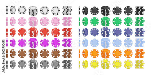 Cartoon Casino Chips Front Side Color