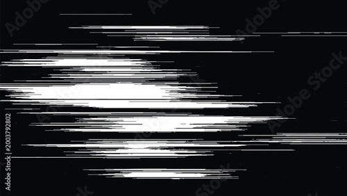 Glitchy white lines on black background digital distortion effect