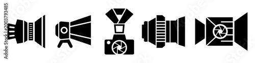 Camera shutter silhouette vector set for modern camera lens and aperture icon design