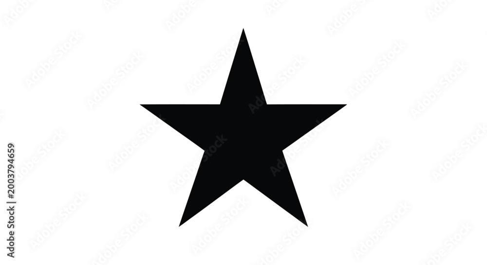 Fototapeta premium A sleek, classic black five-pointed star vector illustration, prominently displayed as a versatile graphic design element, perfect for adding a touch of quality or rating to various digital and print 