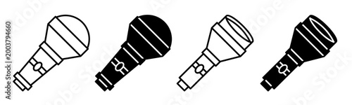 Bild auf Leinwand Silhouette of flashlight icon illustration on white background