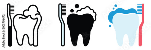 

Teeth cleaning icon set multiple style, dental hygiene and oral care symbols, toothbrush toothpaste and dental tools icons