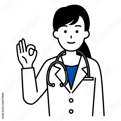 OKサインをする女性医師