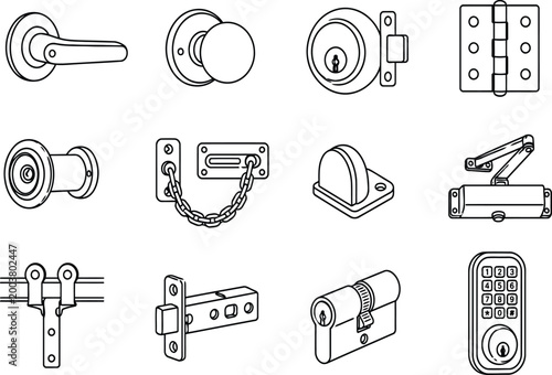 Door Lock Mechanisms and Hardware Illustrations