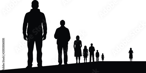 Bild auf Leinwand People silhouettes perspective collection showing figures in different sizes rep