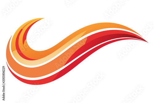 Abstract wave shape composed of vibrant orange and red flowing ribbons rendered as a smooth professional digital vector graphic illustration