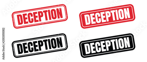Deception stamp in four variations rectangular and oval shapes on transparent background high quality professional detailed modern elegant stylish clean crisp vibrant colorful digital