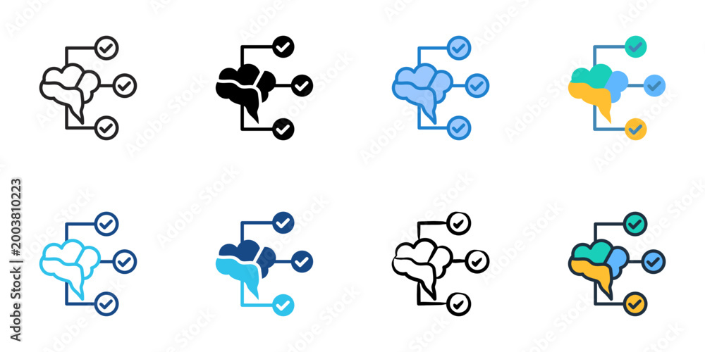 Fototapeta premium Mind mapping icons set multiple style collection. Editable stroke 
