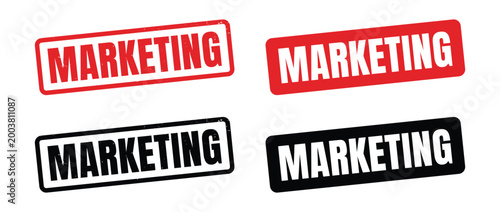 Marketing stamp labels in red and black rectangular shapes on transparent background high quality professional detailed modern elegant stylish clean crisp vibrant colorful digital