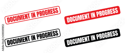 Document in progress stamp set red and black isolated on transparent background high quality professional detailed modern elegant stylish clean crisp vibrant colorful digital