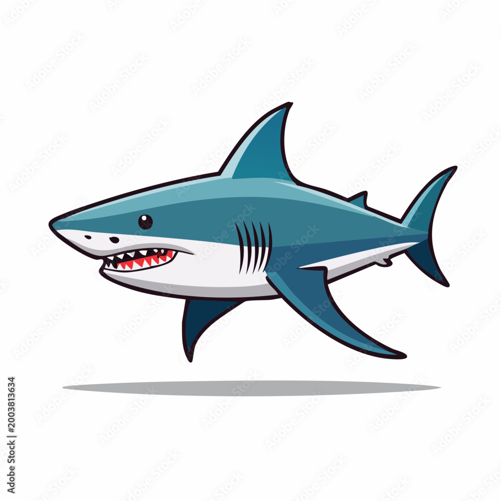 Fototapeta premium Cartoon Great White Shark Illustration