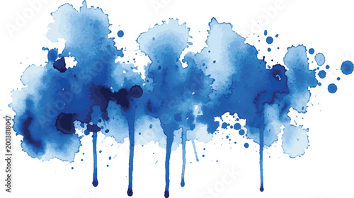 Abstract blue watercolor background with paint drips and splashes watercolor splatter abstract