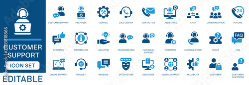 Canvastavla Customer support icon set