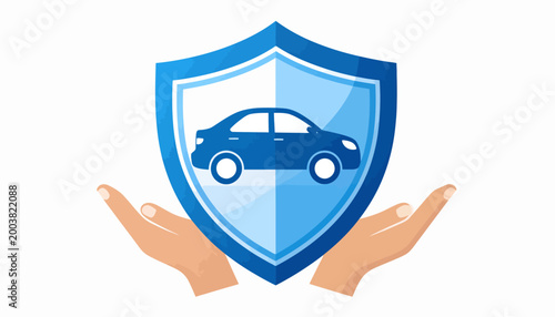 Secure Vehicle Protection Shield and Hands Illustration