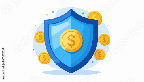Protecting Financial Security A Shield of Coins Symbolizing Wealth and Safety
