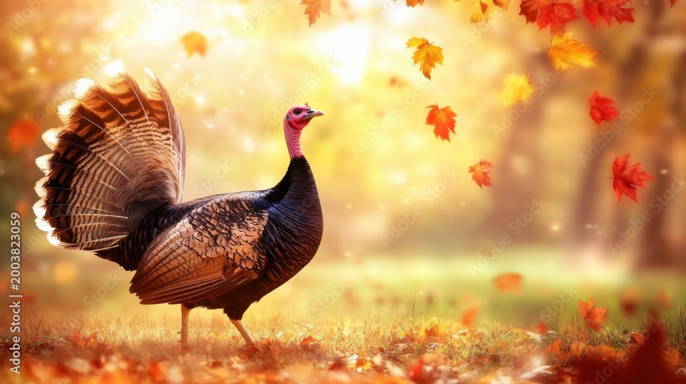 © baiduri - Majestic Turkey Walking Through Colorful Autumn Landscape