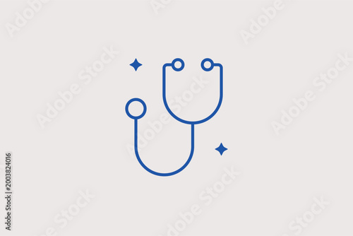 Stethoscope line icon for medical checkups and identifying general health monitoring. Clinical vector illustration for healthcare service portals and medical insurance promotional materials.