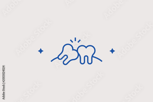 Impacted wisdom teeth line icon for identifying surgical extraction needs and dental crowding. Clinical vector illustration for oral surgery websites and dental pain diagnostic charts.