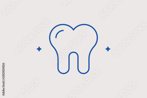 Healthy tooth line icon for general dentistry and identifying preventive care services. Minimalist vector illustration for dental clinic branding and oral hygiene mobile applications.