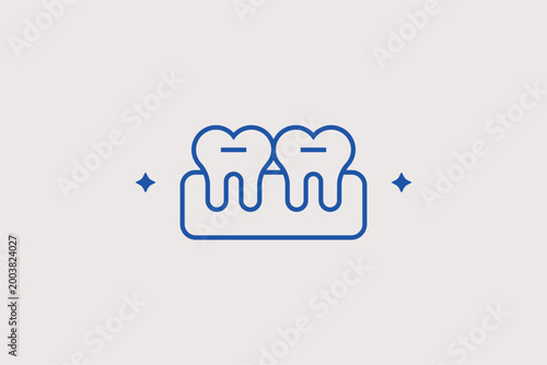 Dental implants line icon for tooth replacement procedures and restorative dentistry. Medical vector illustration for stomatology clinic services and patient education materials.