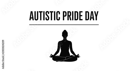 Vector graphic design featuring a meditative person celebrating the annual international autistic pride day event concept