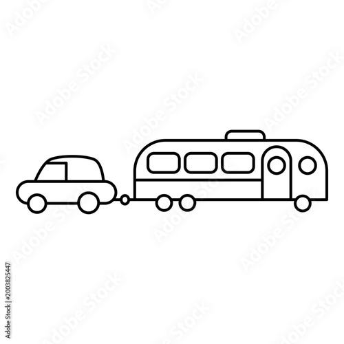 Car Pulling Caravan Trailer