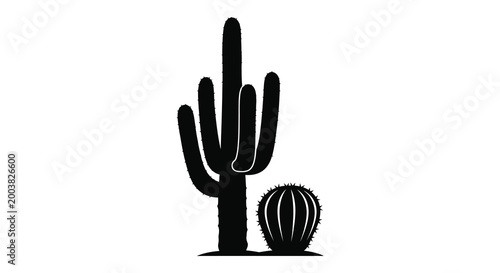 cactus silhouette with spherical companion silhouette high quality professional detailed modern