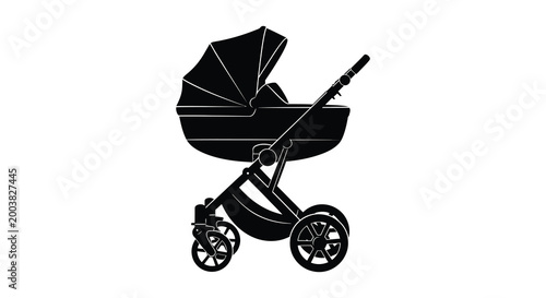 baby stroller silhouette on white background high quality professional detailed modern