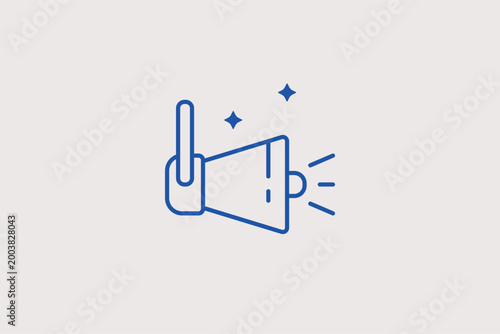 Stage spotlight line icon for talent show performances and theater lighting design. Professional vector illustration for event production company sites and celebrity news blog headers.