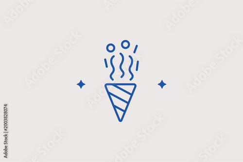 Billede på lærred Confetti popper line icon for birthday celebrations and surprise party announcements
